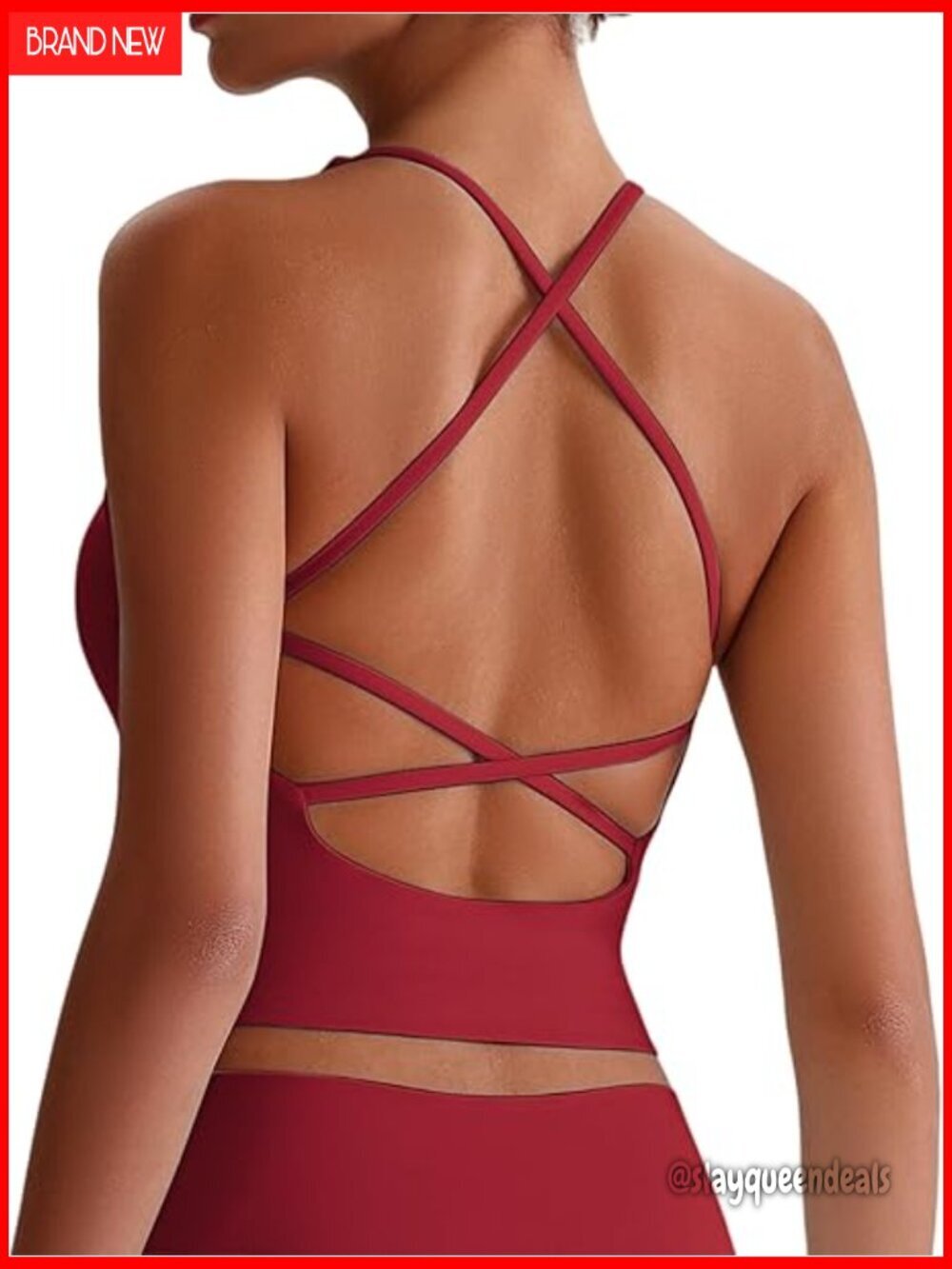 Slim Fit Cross Back Sports Bra Tank Top Built-In Bra Longline Crop